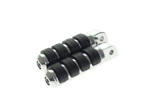 Heavy-duty motorcycle foot peg pegs for Revelry Motorcycles, durable chrome and rubber grip.