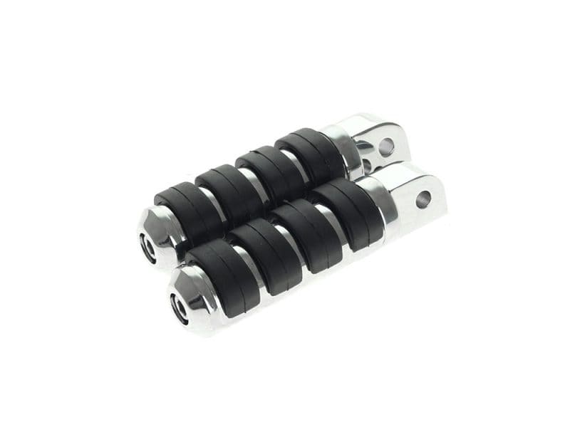 Heavy-duty motorcycle foot peg pegs for Revelry Motorcycles, durable chrome and rubber grip.