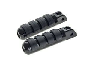 High-quality black motorcycle foot pegs for Revelry Motorcycles Australia.