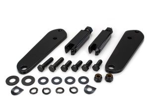 Black motorcycle footpeg mounting kit with screws and washers for Revelry Motorcycles.