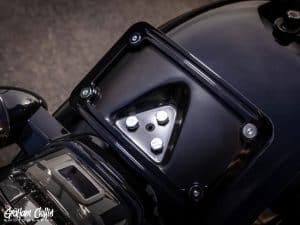Custom motorcycle fuel tank cover for Revelry Motorcycles Australia.