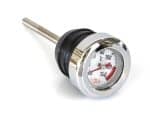 Vintage motorcycle temperature gauge with chrome finish, ideal for custom bikes and restorations.
