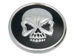 Right Hand Vented Skull Screw-In Fuel Cap - Chrome & Black. Fits H-D Big Twin 1996up & Sportster 1996-2021.