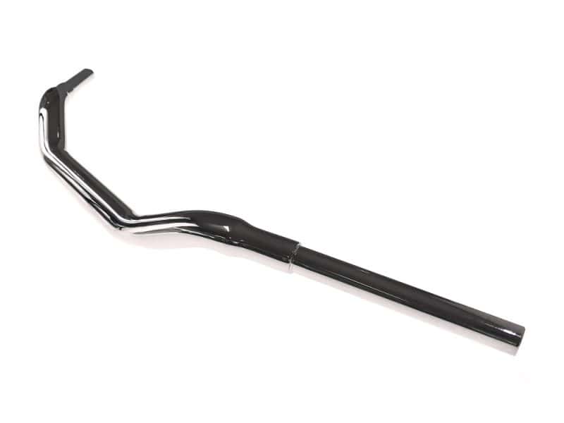 Chrome motorcycle handlebar for custom bikes and motocross, high-quality durable finish.