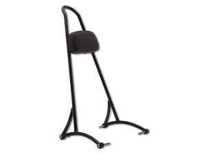 Lightweight black motorbike back support with removable pillow for motorcycle comfort and ergonomic riding.