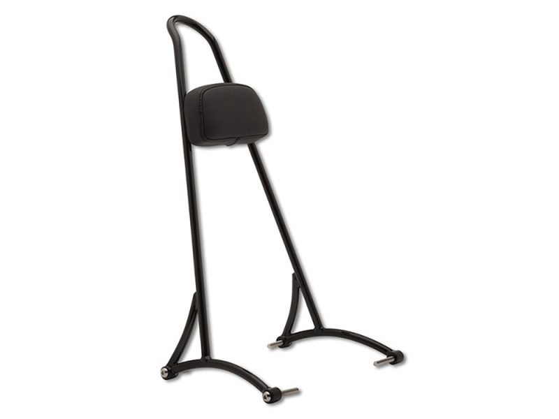 Lightweight black motorbike back support with removable pillow for motorcycle comfort and ergonomic riding.