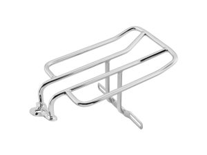 Chrome motorcycle luggage rack for Revelry Motorcycles, durable and easy to install.