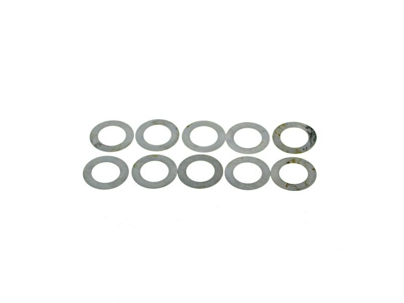 Small metal washers for motorcycle parts and accessories.