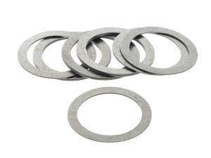Steel washer set for motorcycle maintenance and repairs.