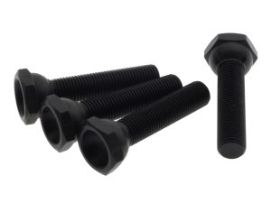 Black motorcycle bolts set for Revelry Motorcycles - durable hardware for custom bike builds.