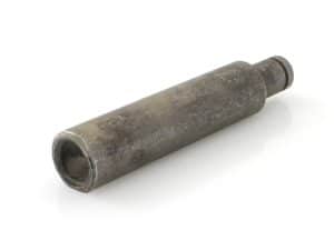 Industrial motorcycle part, metal cylinder with wear marks, used for motorcycle maintenance or repairs.