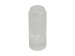 Clear plastic motorcycle handlebar grip end cap for Revelry Motorcycles.