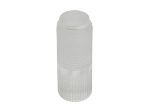 Clear plastic motorcycle handlebar grip end cap for Revelry Motorcycles.