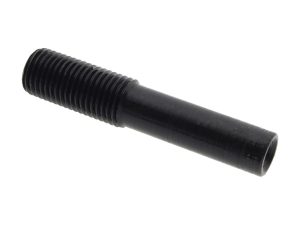 Steel motorcycle footpeg mount bolt for Revelry Motorcycles, durable black metal part.