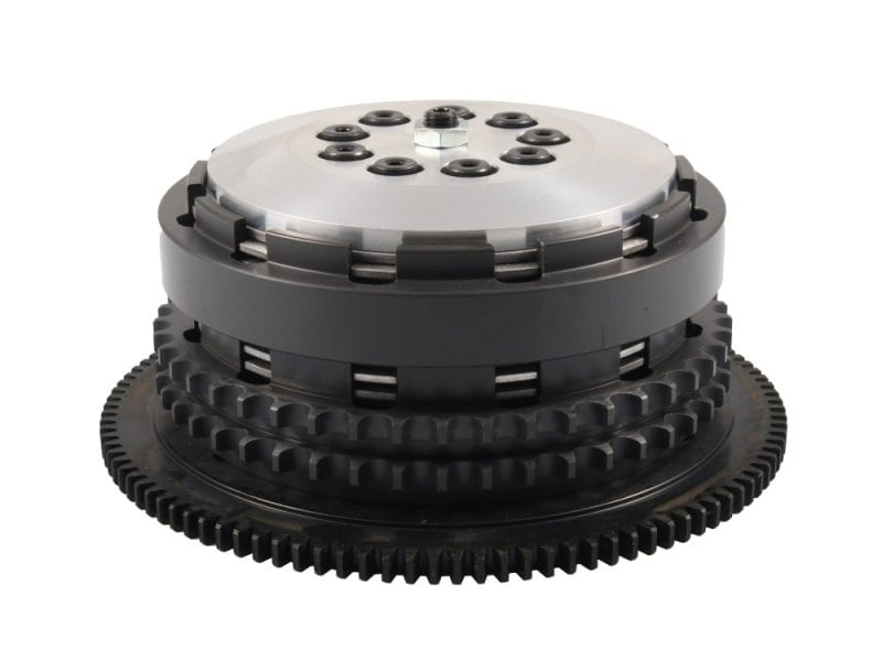 High-performance motorcycle clutch assembly with gears and pressure plates for motorbike applications.