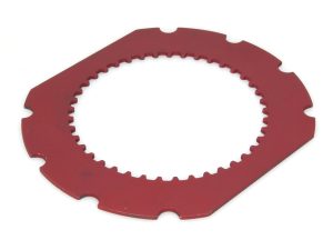 Red motorcycle sprocket gear for revvy cycling enthusiasts.