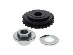 High-quality motorcycle sprocket and hardware set from Revelry Motorcycles, durable for bike maintenance.