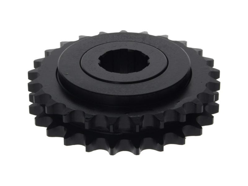 Black motorcycle sprocket for Revelry Motorcycles parts and accessories.