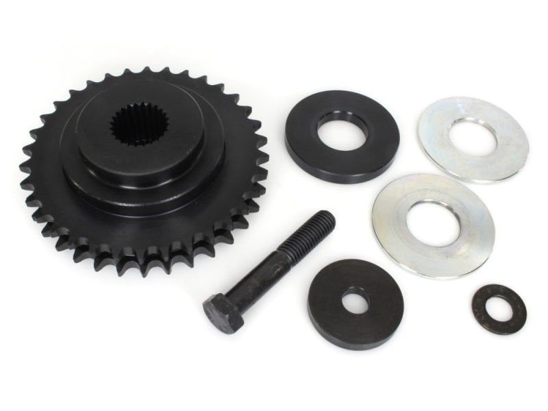 Black motorcycle sprocket and hardware kit for Revelry Motorcycles in Australia.