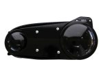 High-powered motorcycle spotlight with durable black casing for Revelry Motorcycles.