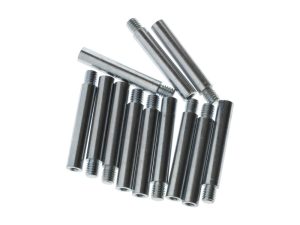 Precision motorcycle axle pins for Revelry Cycles bikes, durable steel finish.
