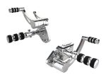 Chrome motorcycle foot pegs and foot controls for Revelry Motorcycles, durable and stylish.