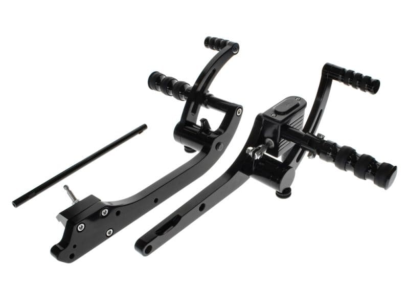 GMA Forward Controls by BDL. Black Finish. Fits Street 500 2016-2020. High-performance motorcycle footpeg kit for Revelry Motorcycles, aluminium alloy racing footrests.