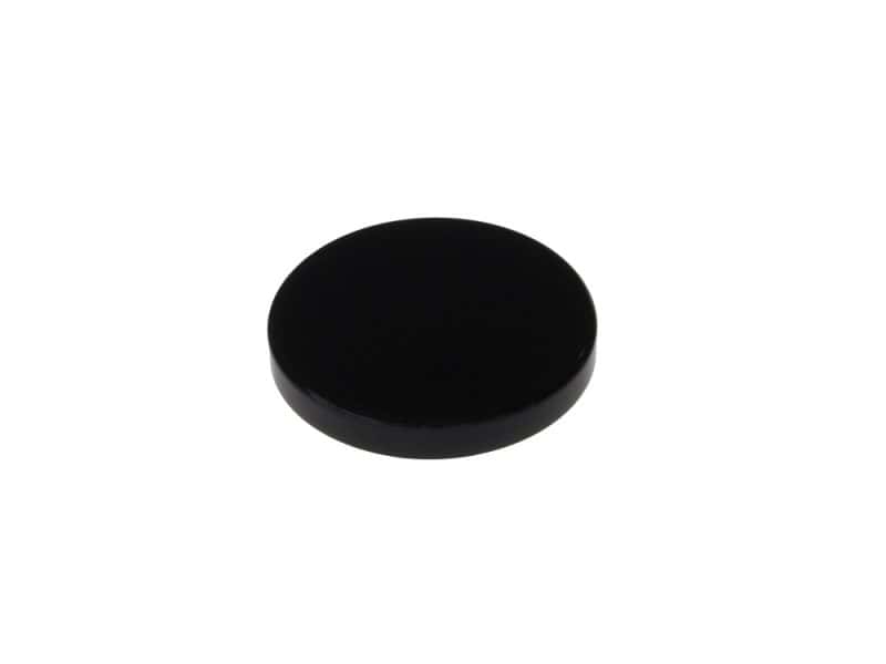 Black motorcycle handlebar end cap for Revelry Motorcycles, durable automotive accessory.