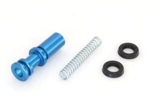 Aluminium motorcycle shock absorber parts with spring and rubber seals for Revelry Motorcycles.