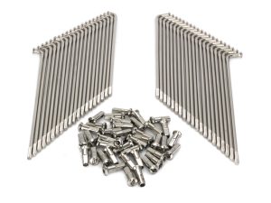 Stainless steel motorcycle axle stands and bolts for Revelry Motorcycles.