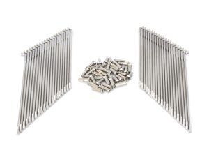 High-quality stainless steel motorcycle parts with bolts and brackets for custom builds.