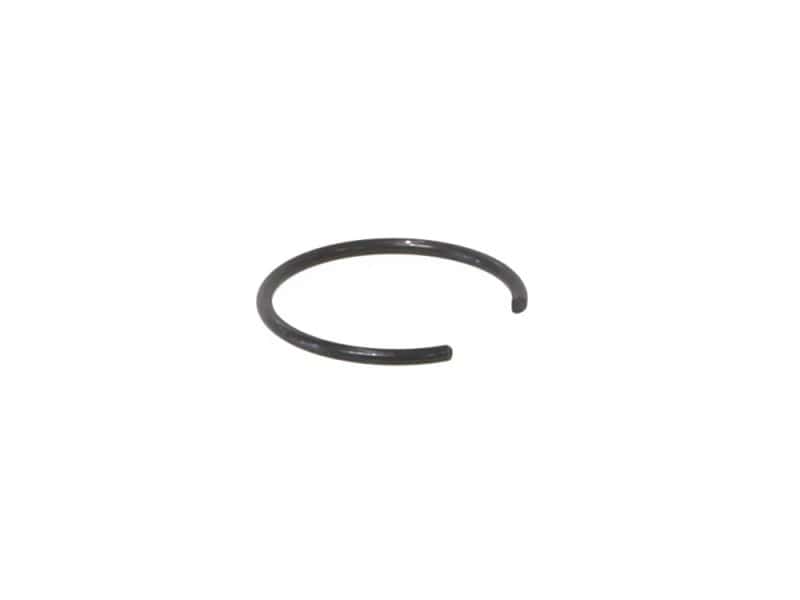 Small black snap ring for motorcycle maintenance and repair; suitable for Revelry Motorcycles.