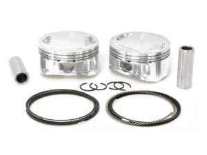 High-performance motorcycle pistons and connecting rod components for custom Harley builds.
