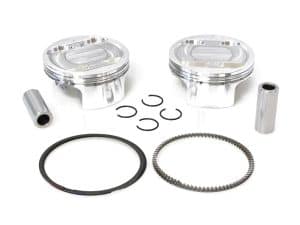 High-performance motorcycle piston kit with rings and pins for Revelry Motorcycles.