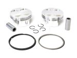 High-performance motorcycle pistons with rings and fitting components for Revelry Motorcycles.