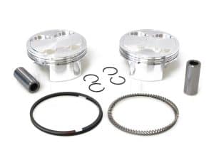 High-performance motorcycle engine pistons and rings set for Revelry Cycles bikes.