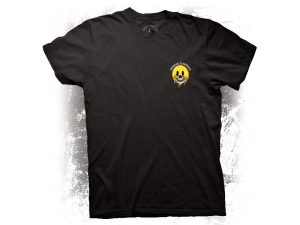 Graphics T-shirt featuring Crooked Clubhouse logo, perfect for motorcycle enthusiasts.