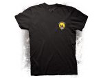 Black cotton t-shirt with Crooked Clubs logo for motorcycle enthusiasts.