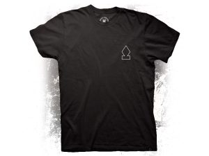 Minimal black Revelry Motorcycles t-shirt with sleek logo design for motorcycle enthusiasts.