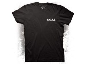 A.C.A.B black T-shirt, motorcycle club merchandise, biker apparel, revelry cycles, Melbourne motorcycle gear.