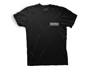 Black Revelry Motorcycles T-shirt with "Ride Like You" logo, perfect for motorcycle enthusiasts and bike riders.