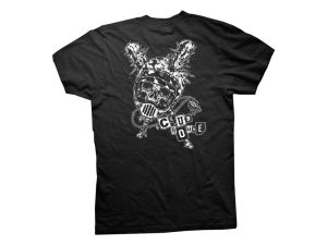 Skull helmet motorcycle graphic T-shirt for Revelry Motorcycles enthusiasts.