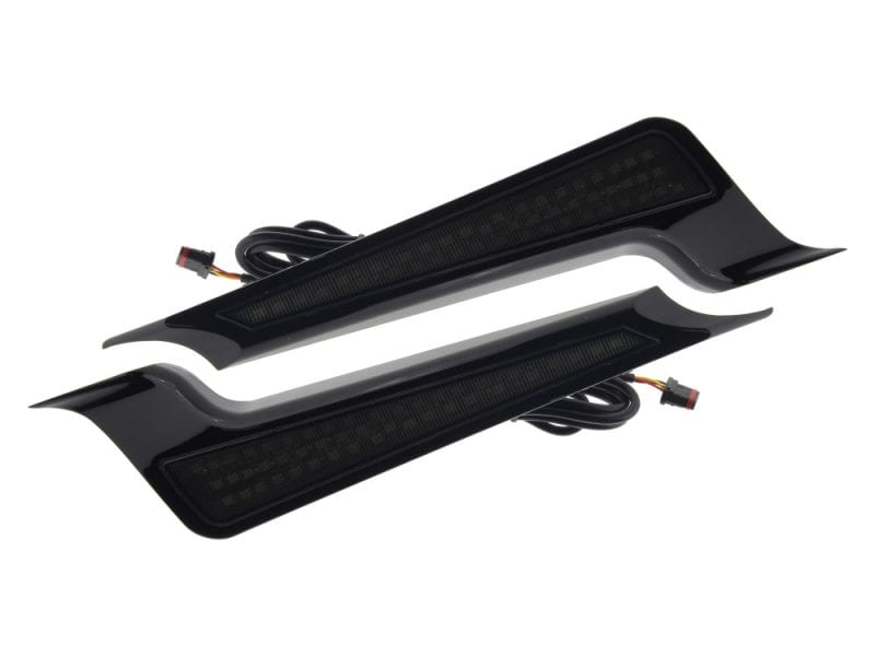 LED Fascia Panels. Red Run/Brake and Amber Turn with Smoke Lens & Black Housing. Fits Street Glide