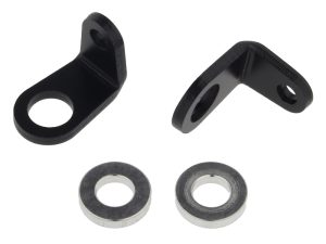 High-quality motorcycle parts for Revelry Motorcycles, durable black L-brackets with bearings.
