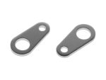Small grey motorcycle footpeg mounting brackets, durable and lightweight motorcycle accessories.
