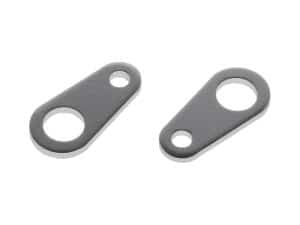Small grey motorcycle footpeg mounting brackets, durable and lightweight motorcycle accessories.