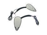 Meteor motorcycle turn signals with integrated mirrors, designed for enhanced visibility and style.