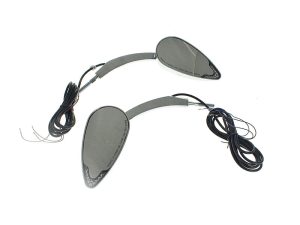 Reflective motorcycle mirror set with wiring for Revelry Motorcycles.