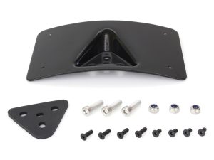 Bike mirror mounting bracket for Revelry Motorcycles, black with mounting hardware included.