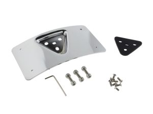 Chrome motorcycle footpeg mount hardware for Revelry Motorcycles.